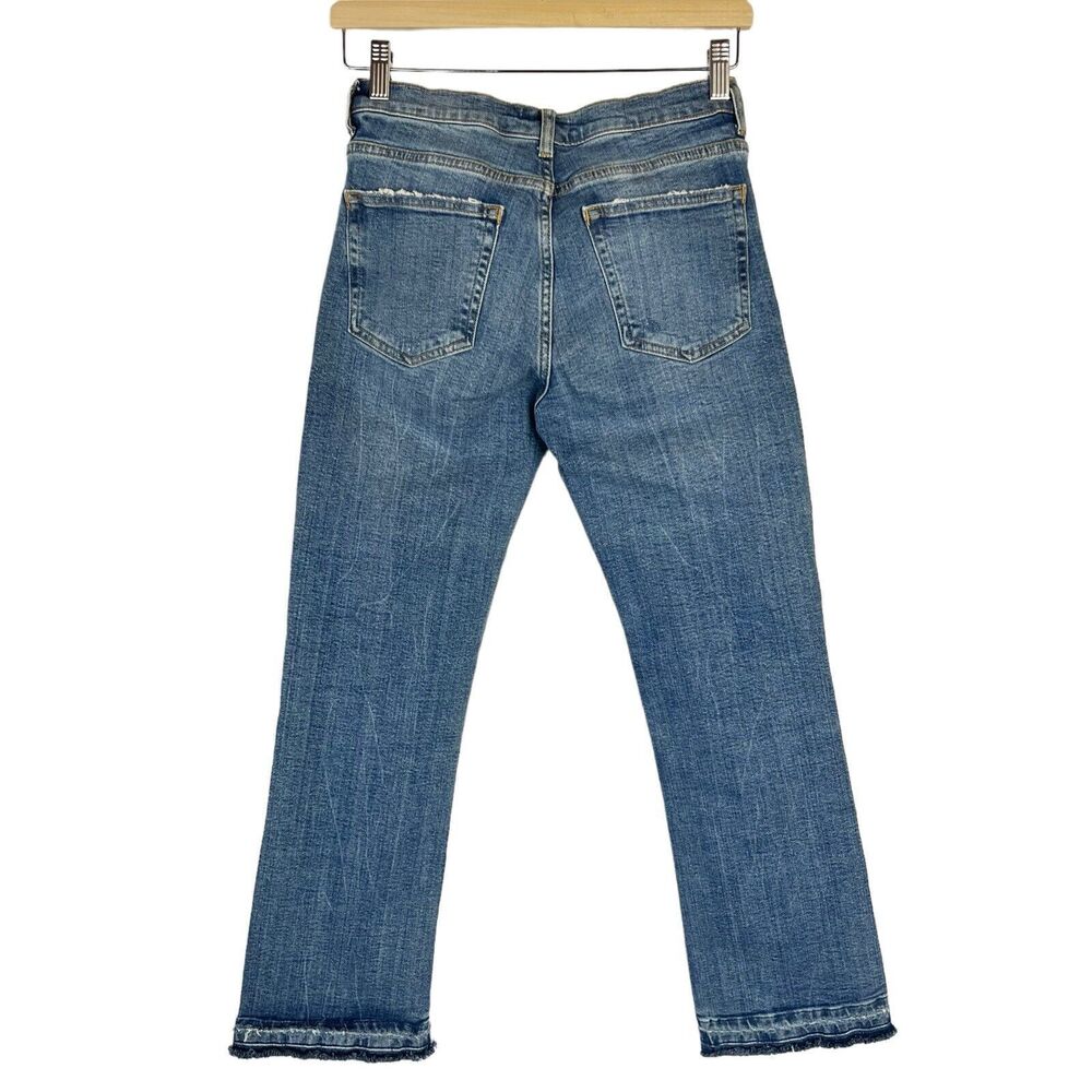 Zara Premium Denim Women's Size 2 Raw Hem Stitch Detail Jeans Mid Rise - Picture 3 of 16